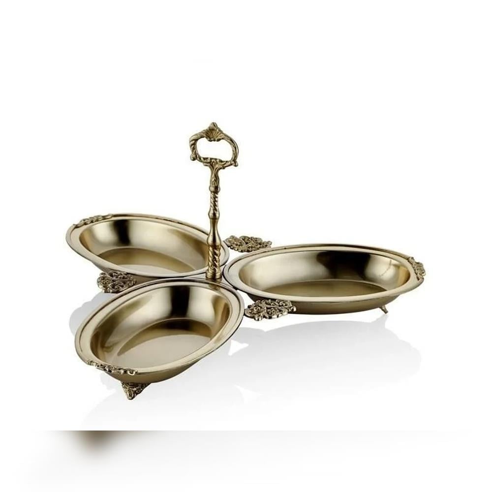 Lamedore Black Pearl Sade Gold 3'lü Çerezlik - Güzel Home - Sunumluklar