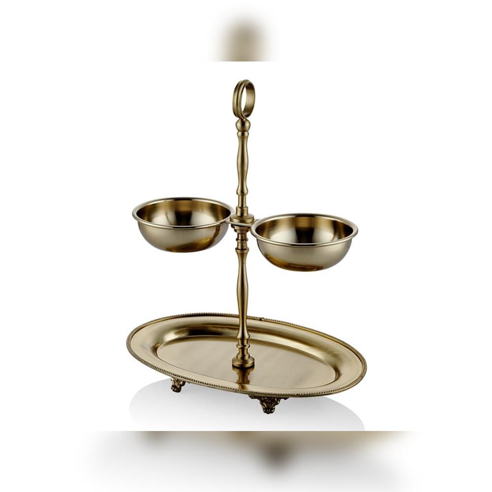 Lamedore Black Pearl Sade Gold İki Katlı Sunumluk - Güzel Home - Sunumluklar