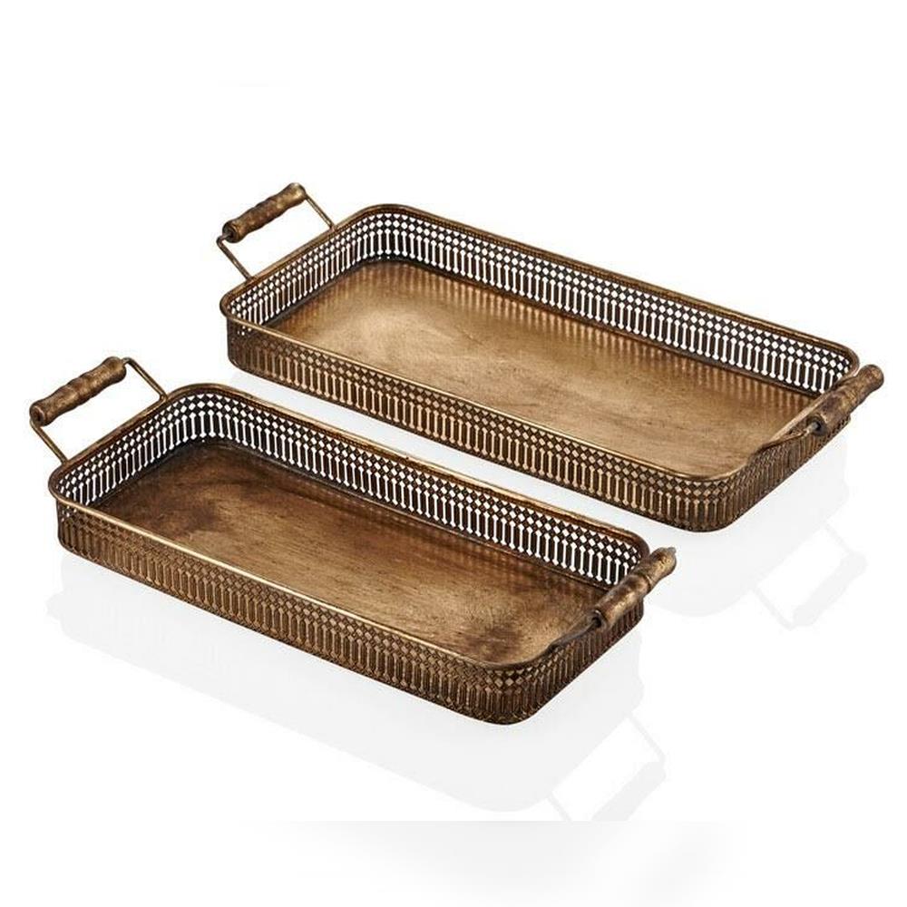 Lamedore Rect Gold 2'li Tepsi Seti - Güzel Home - Sunumluklar