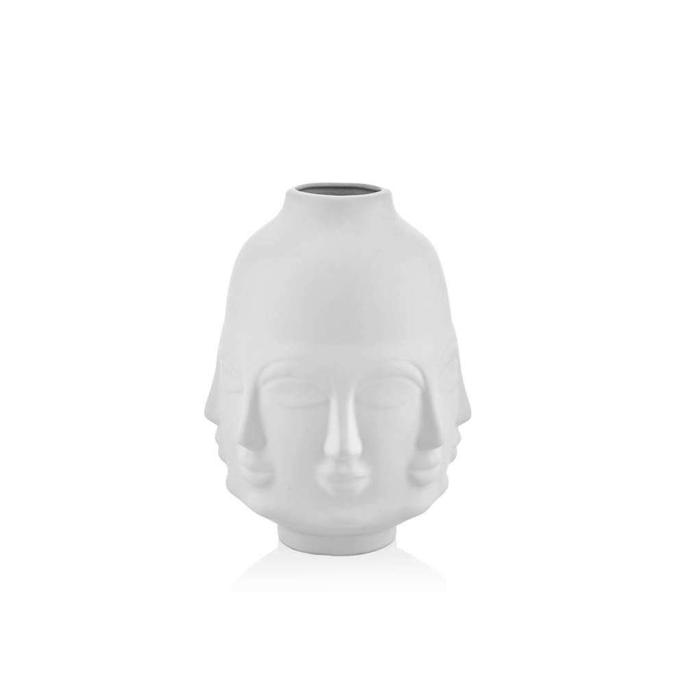 Lamedore Vipassi 27 Cm Mat Beyaz Buddha Vazo - Güzel Home - Dekoratif Ürünler