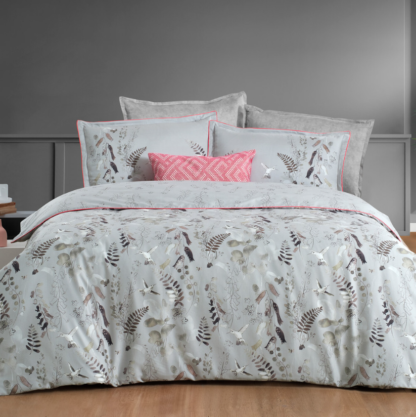 Sarev Martina Pamuk Saten Çift Kişilik Gri Nevresim Takımı - Güzel Home - Çift Kişilik Saten Nevresim Takımı