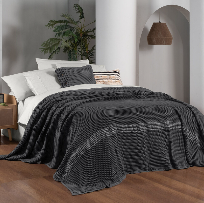 Sarev Polendia Çift Kişilik Gri Yatak Örtüsü - Güzel Home - Çift Kişilik Yatak Örtüsü