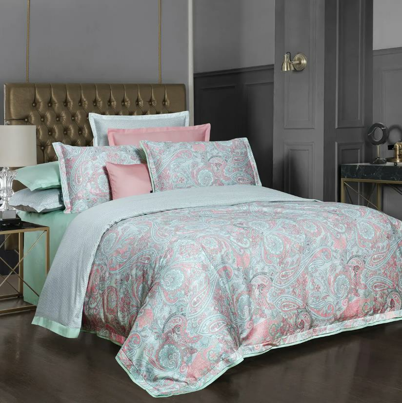 Sarev Volga Pamuk Saten Çift Kişilik Yeşil Nevresim Takımı