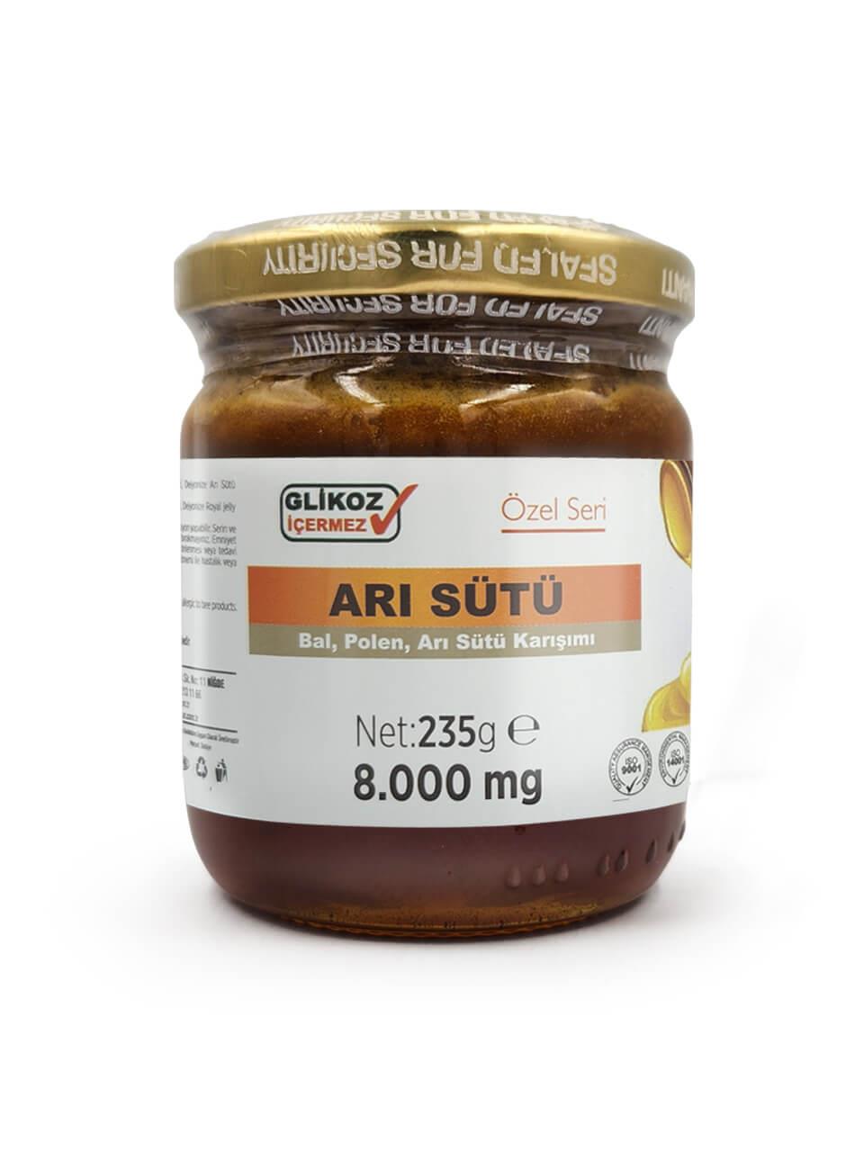 Bal Polen Karışımlı Arı Sütü (8000 mg) 240 gr.