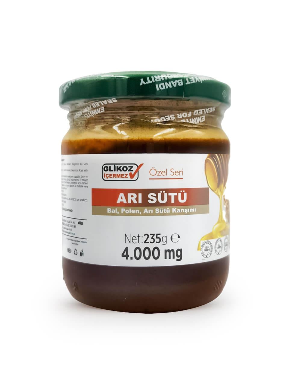 Bal Polen Karışımlı Arı Sütü (4000 mg) 240 gr.