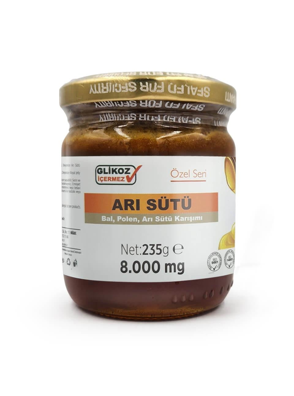 Bal Polen Karışımlı Arı Sütü (8000 mg) 240 gr.