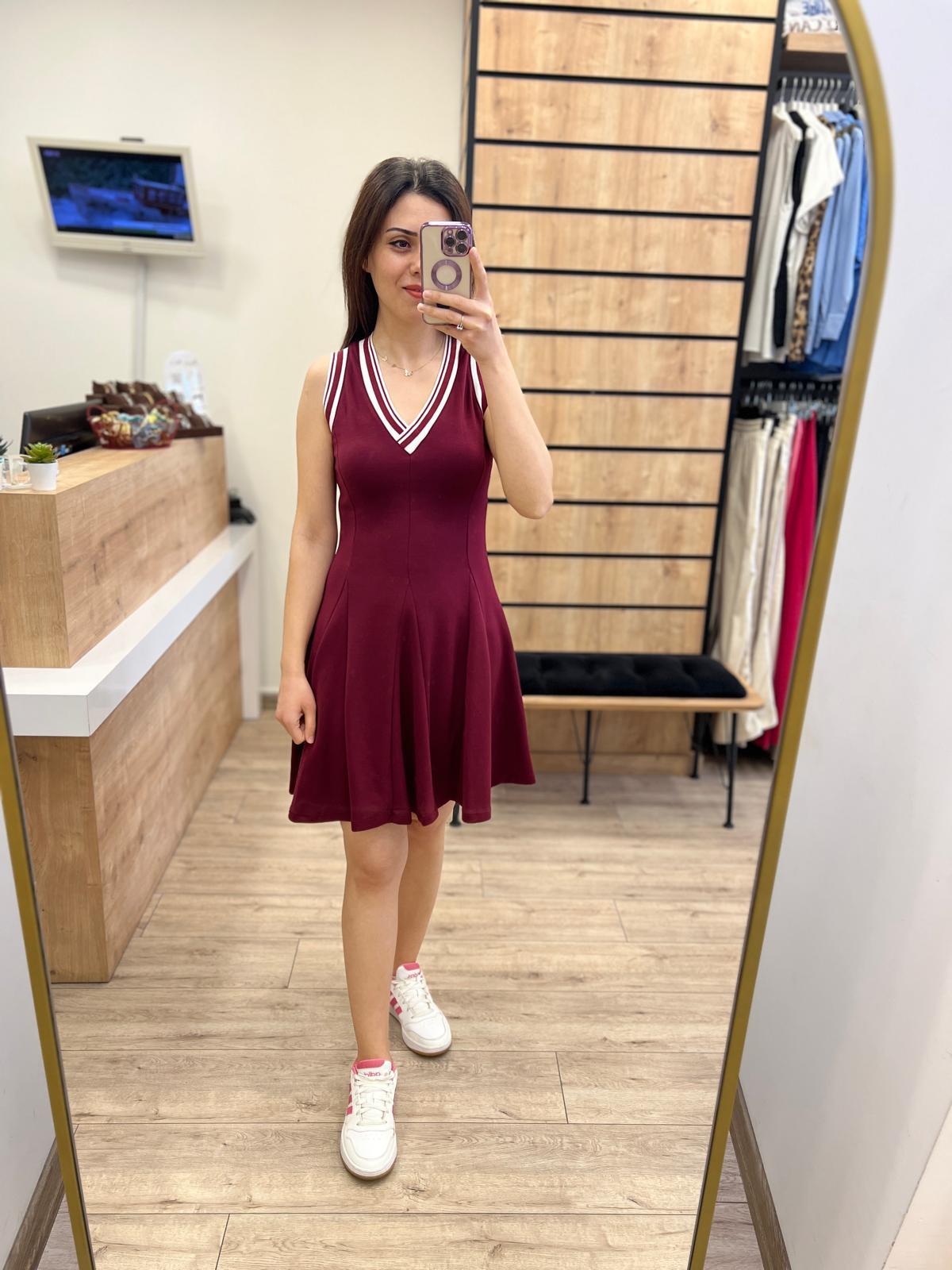 Bordo Modal Kumaş Elbise