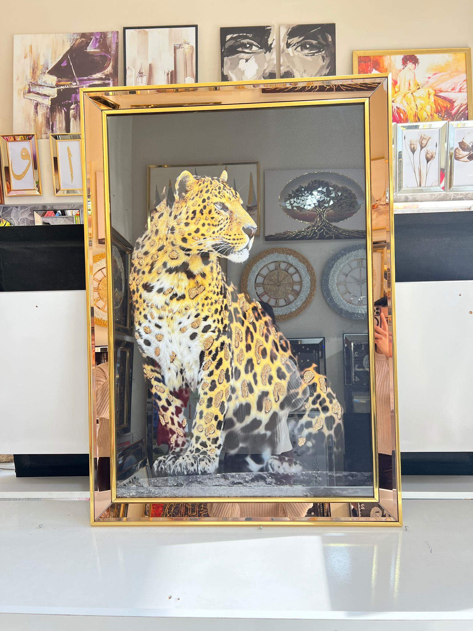 Gold Afrikan Leopar Tablo