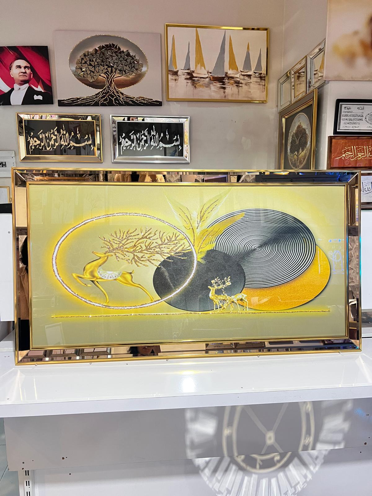 Gold Altın Geyikli Tablo