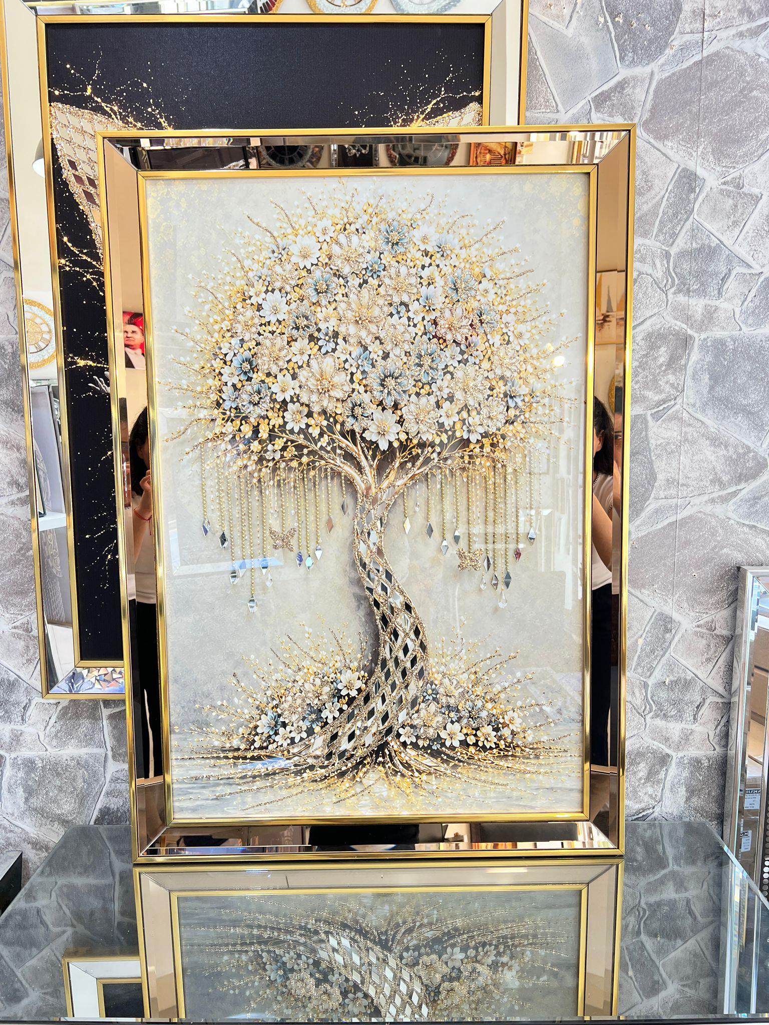 Gold Gövdesi Aynalı Saray Çiçekleri Ağacı