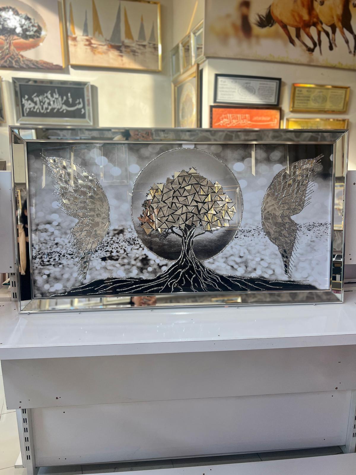 Gümüş Hayat Ağacı Tek Parça Tablo