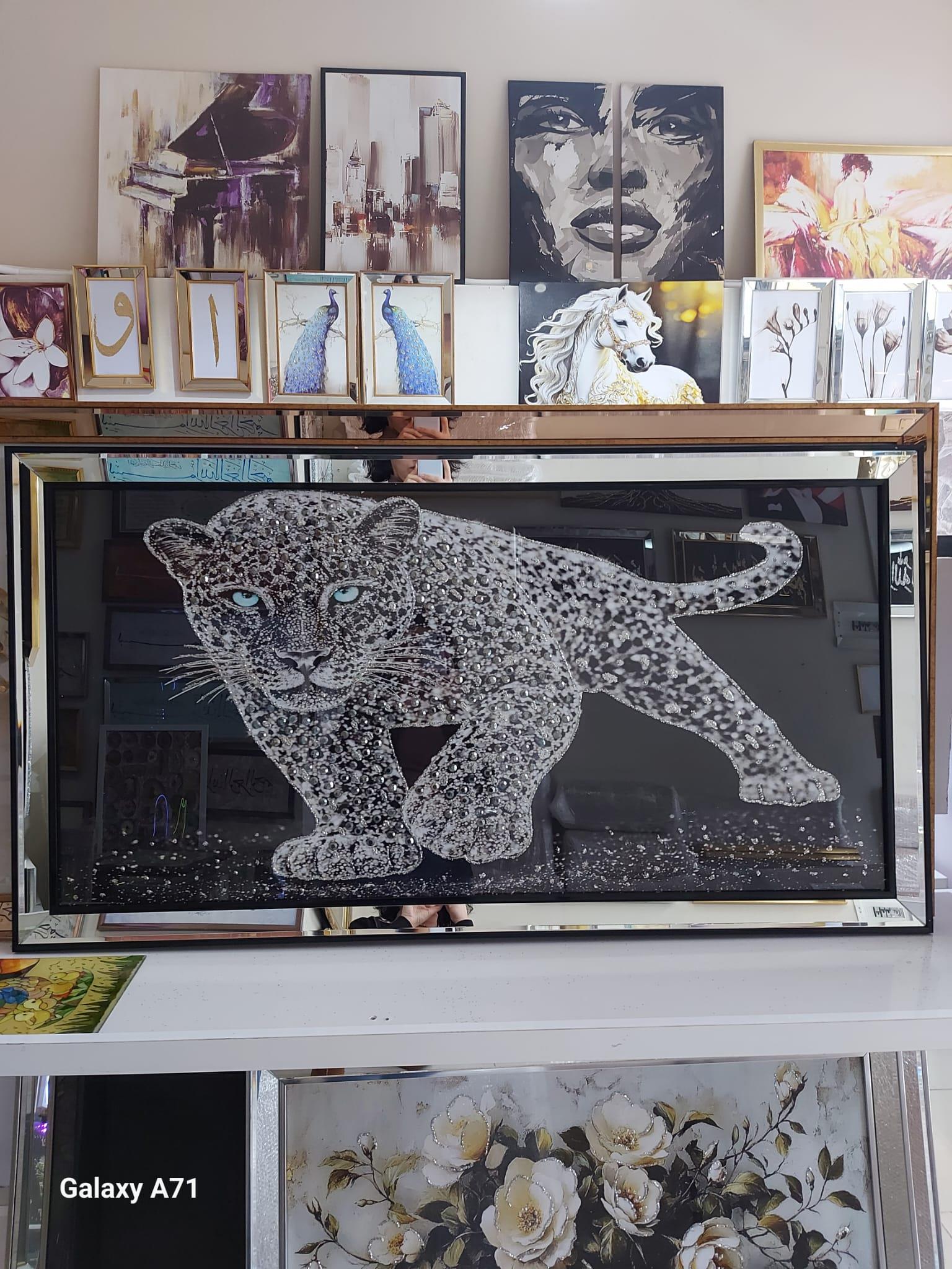 Gümüş  Leopar Taşlı Tablo