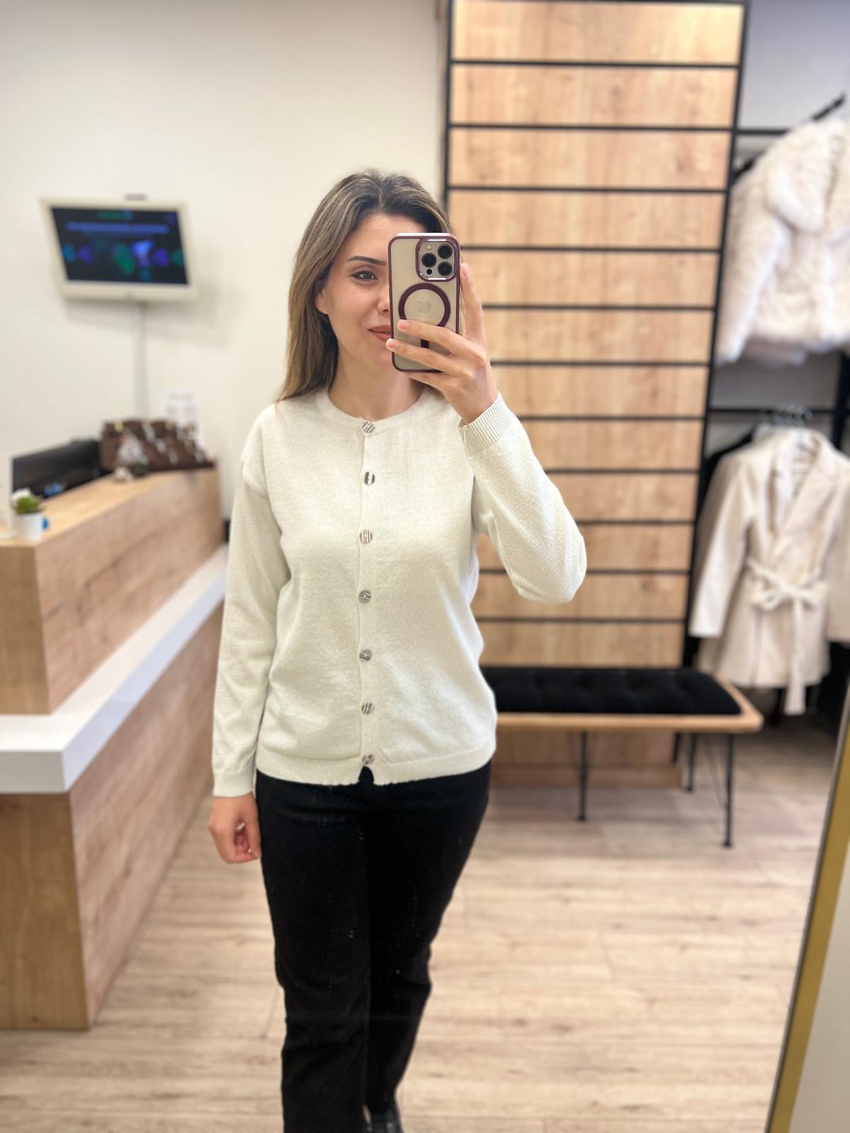 Krem Simli Hırka