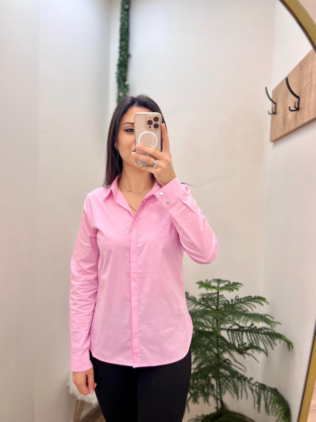 Pembe Poplin Gömlek