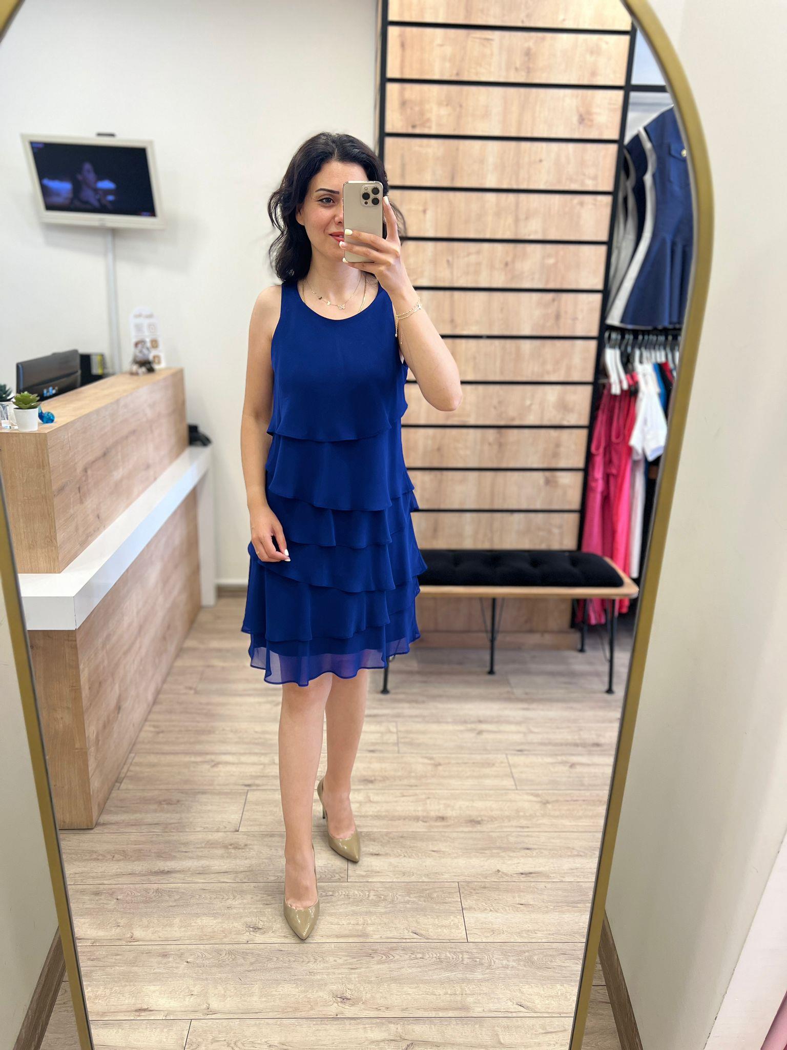 Saks Kat Kat Şifon Elbise