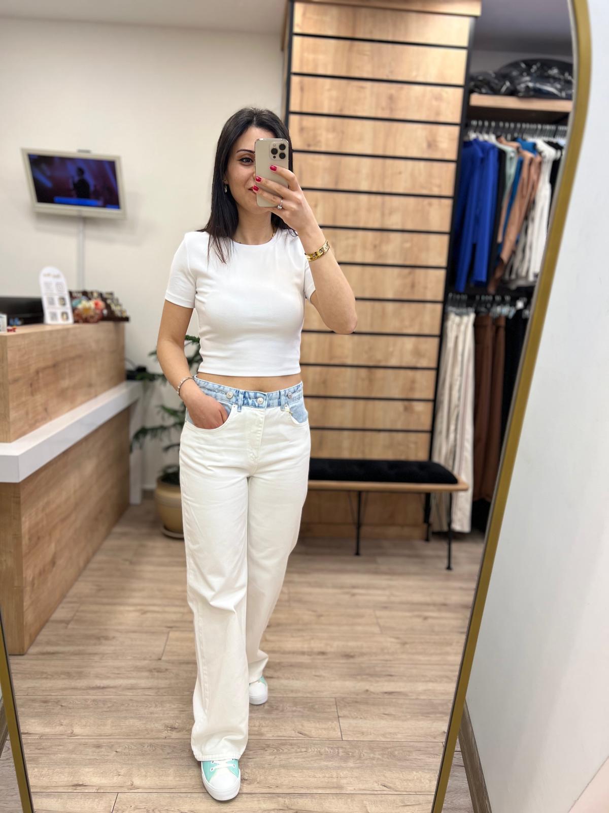 Denim Garnilli Pamuklu Pantolon
