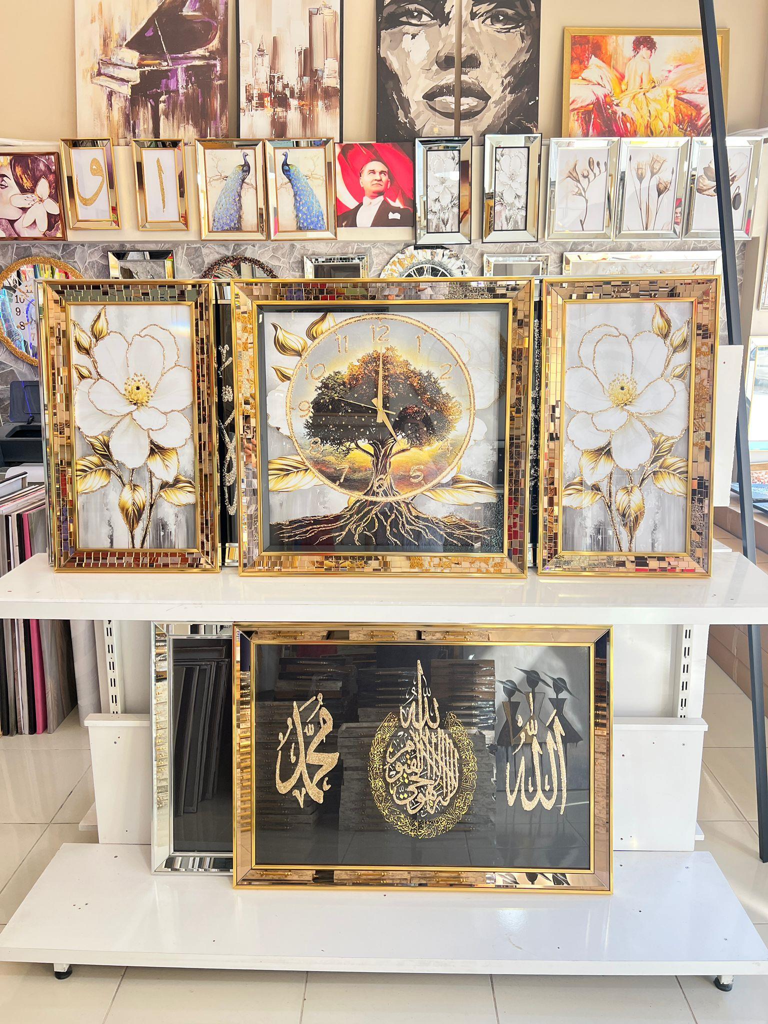 Gold 3Lü Parça Aynalı Tablo