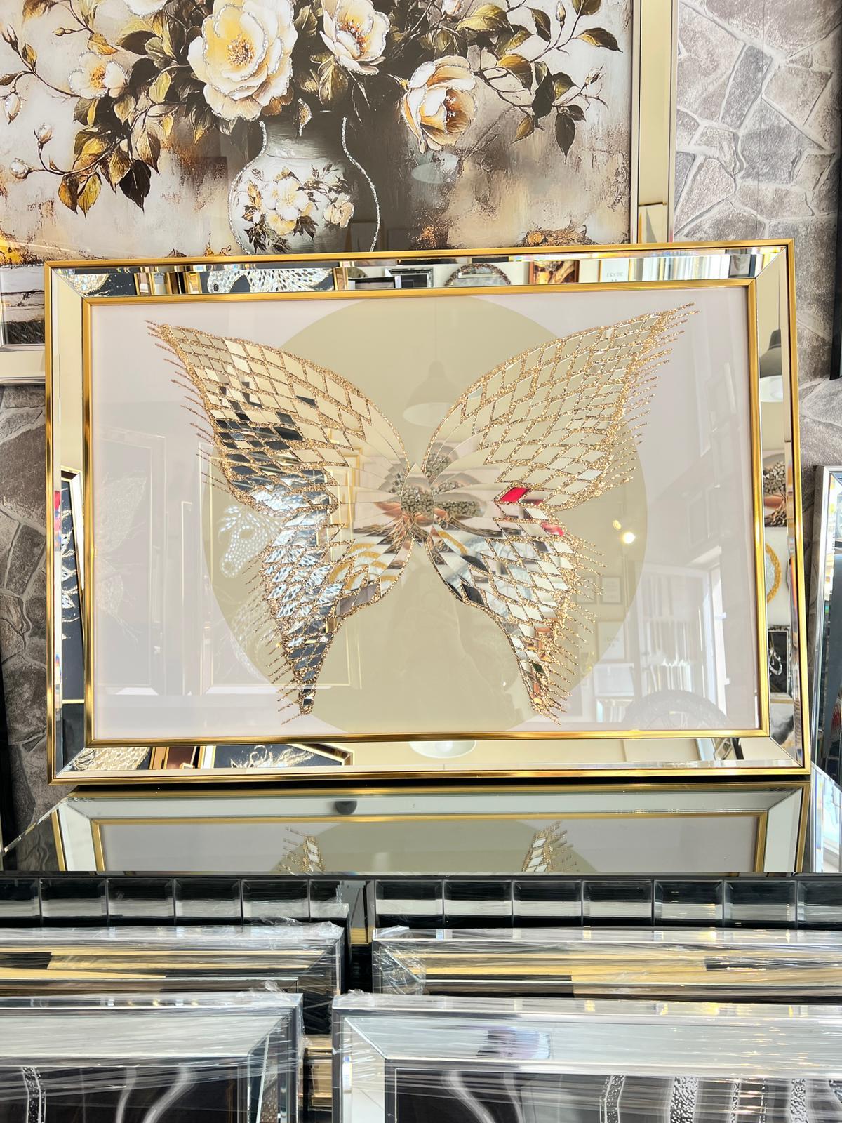 Gold Aynalı Kelebek Tablo