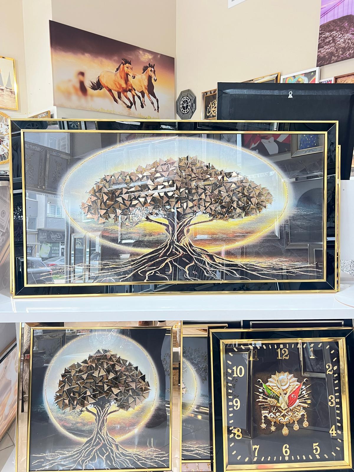 Gold Siyah Camlı Hayat Ağacı Tablo