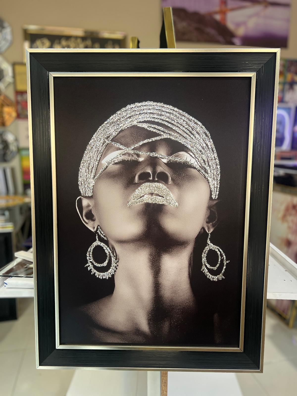 Gümüş Afro Kadın Tablo
