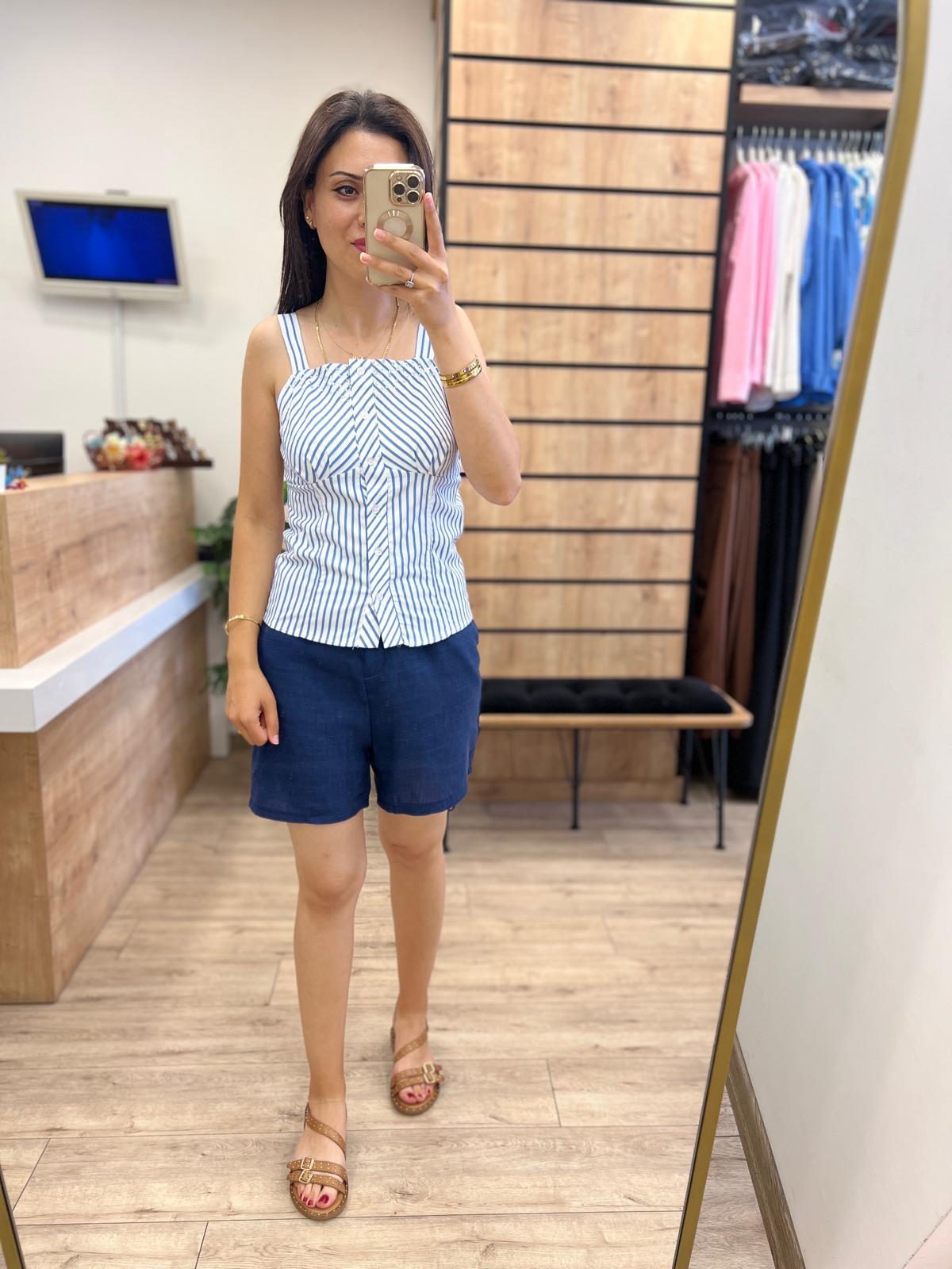 Mavi Çizgili Bluz