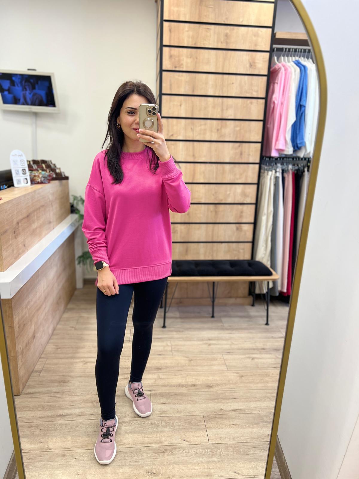 Pembe Yanları Yırtmaçlı Sweat