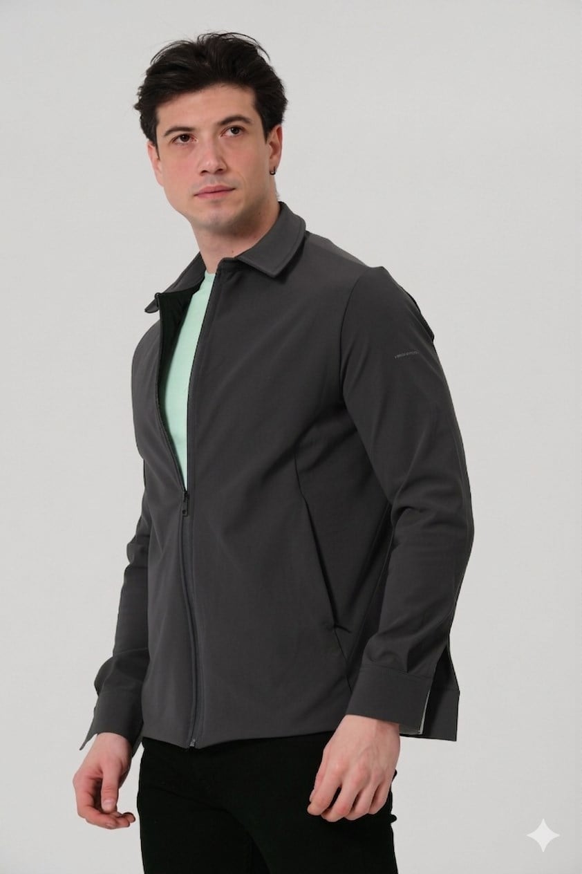 ERKEK MONT Fermuar Kapalı Likralı Erkek Overshirt Mont