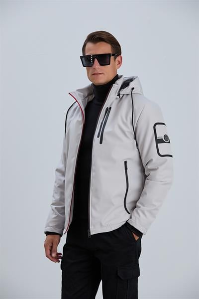 ERKEK MONT Baskı Detaylı Kapitone Astarlı SoftShell Mont