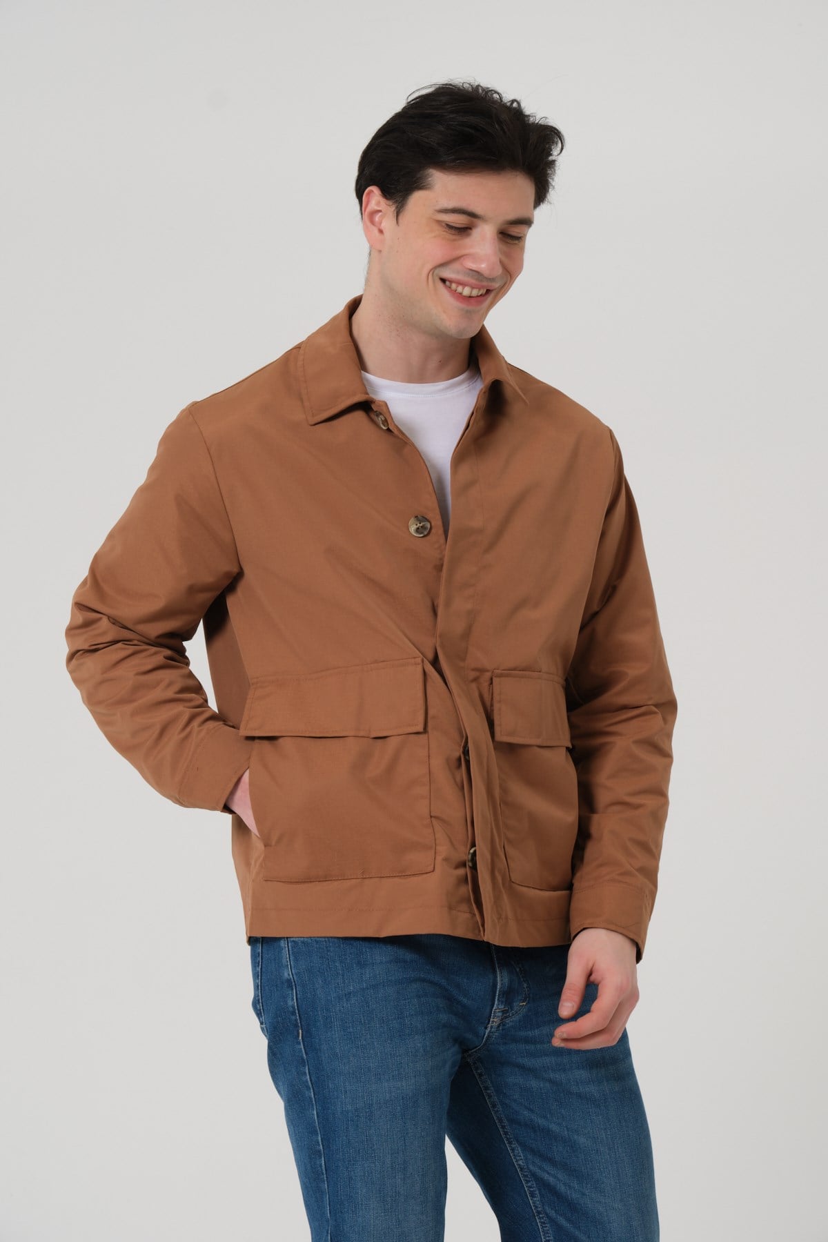 ERKEK MONT Polo Yaka Torba Cep Erkek Mont