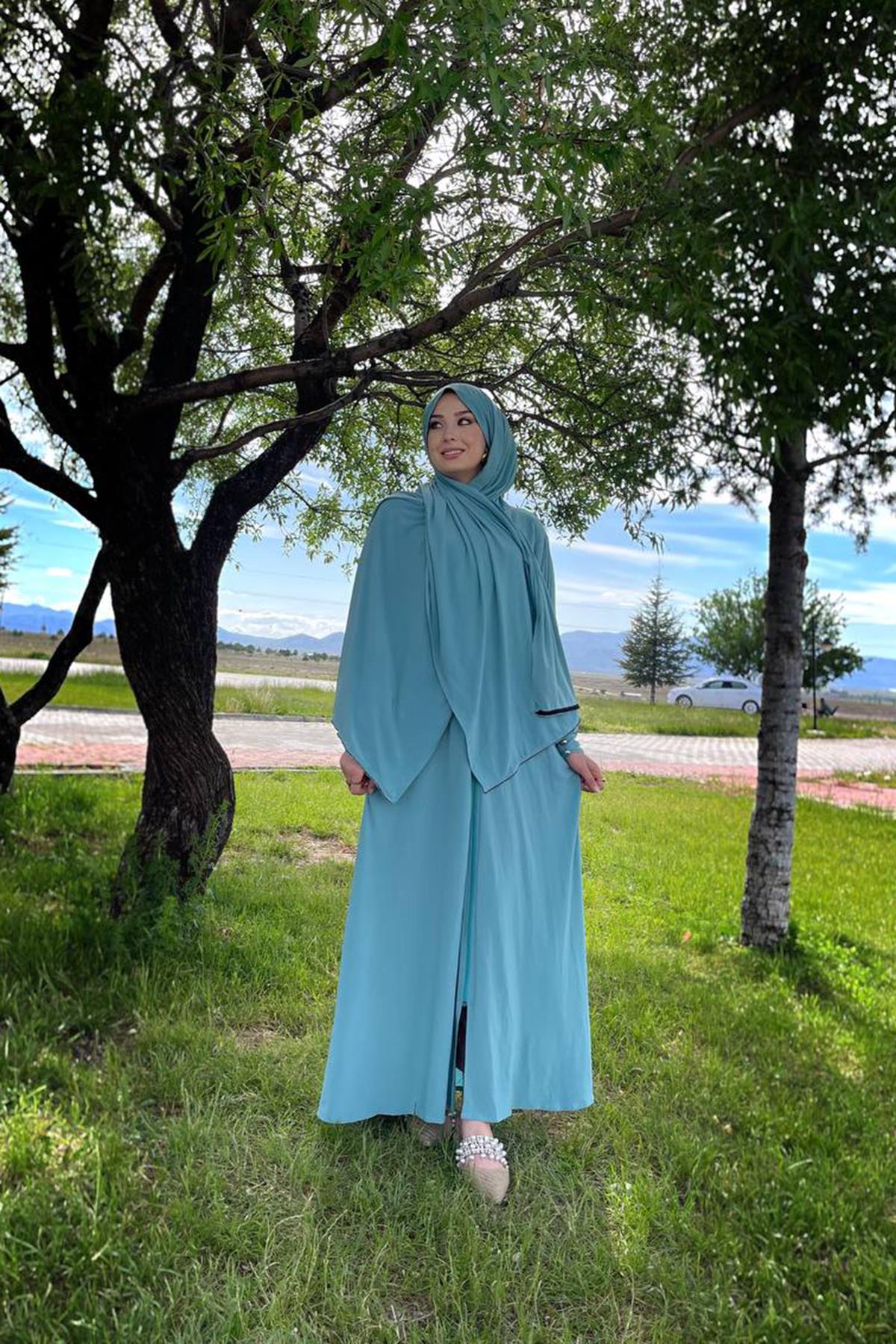 Sayra Shawl Kadın Bej şallı ferace
