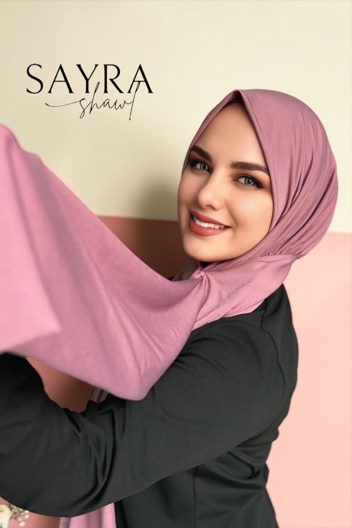 Sayra shawl kadın gül kurusu hazır şal SYR002