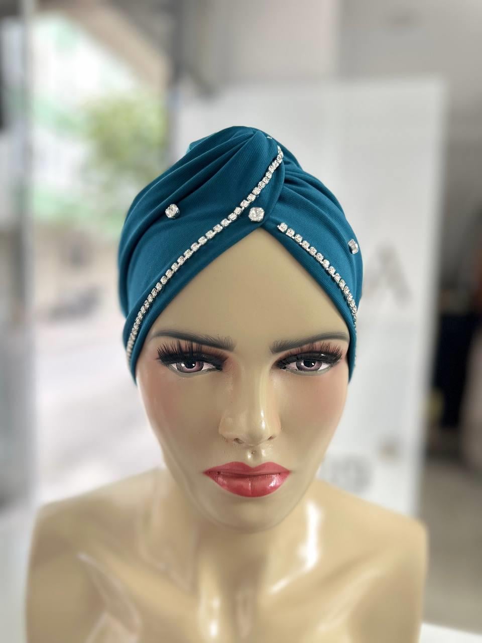 Sayra Shawl KadınTaşlı Bone Petrol