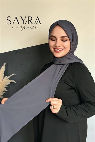 Sayra shawl kadın füme likralı kumaş hazır çıtçıtlı şal SYR008