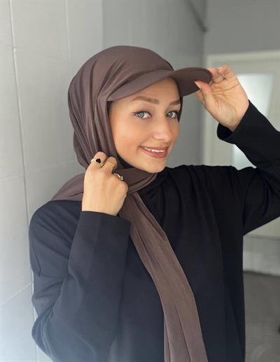 Sayra Shawl Kadın Kahverengi Boneli Şapka Şal
