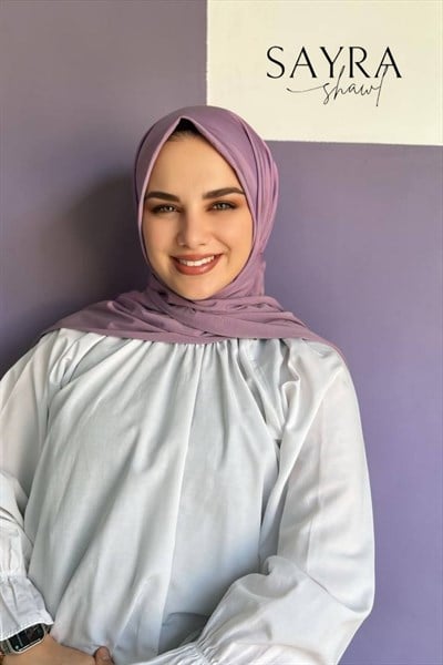 Sayra shawl kadın lavanta likralı kumaş hazır çıtçıtlı şal SYR008