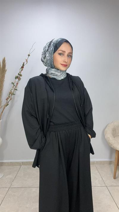 Sayra Shawl Zeynep Takım Siyah