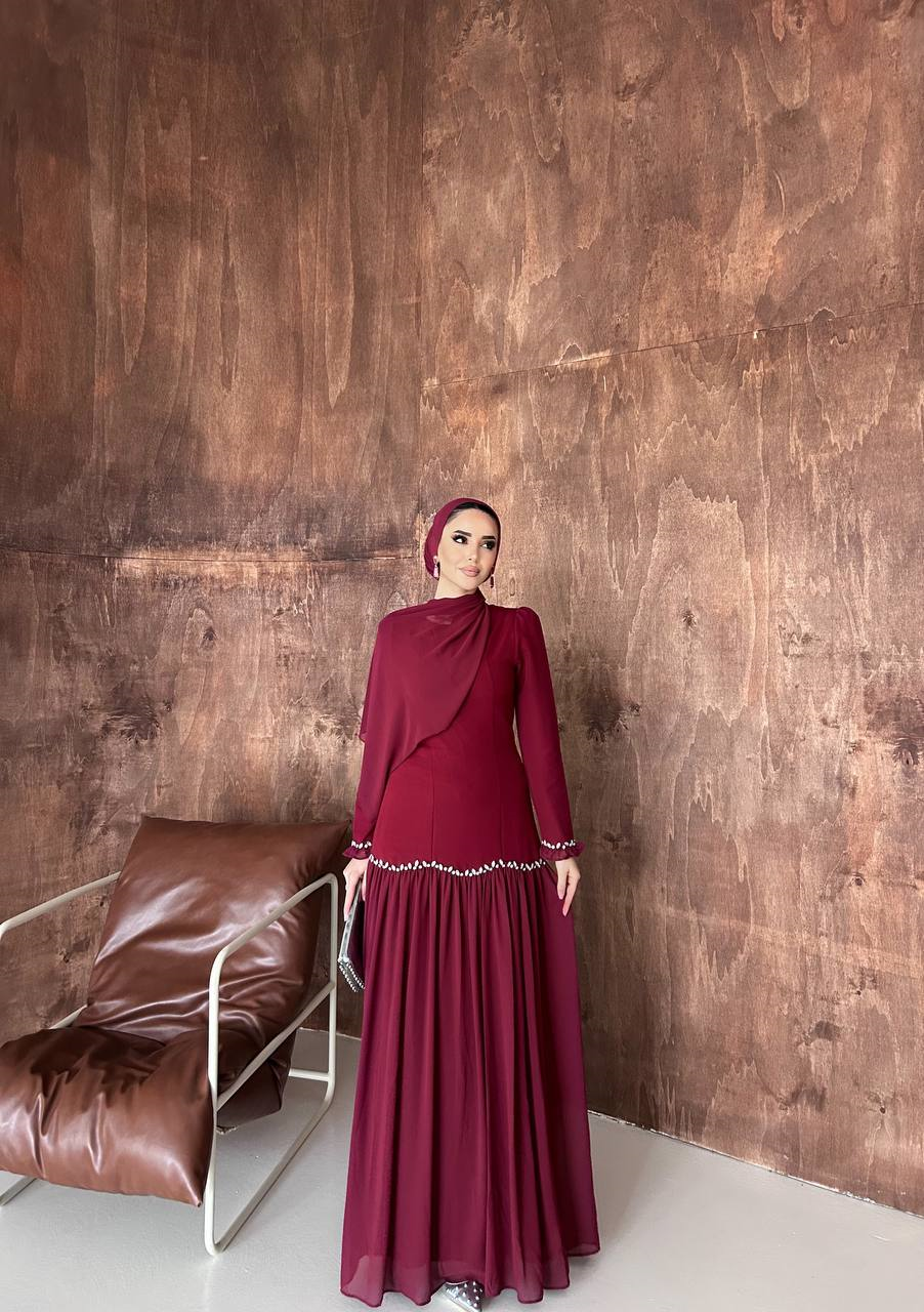 Saray Gecesi Abiye Bordo