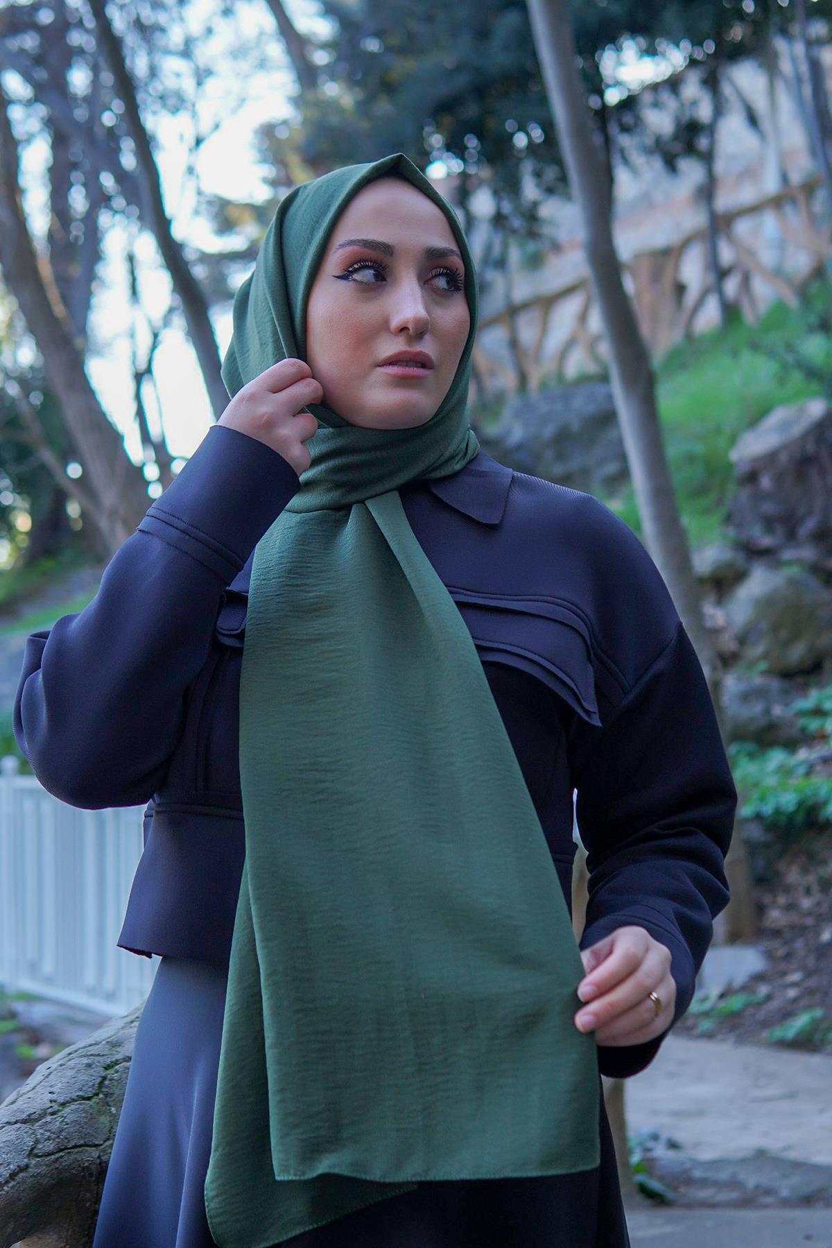 Sayra Shawl kadın koyu yeşil caz şal SYR001