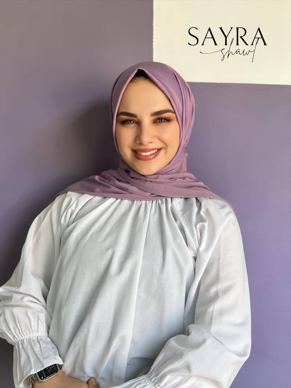 Sayra Shawl kadın lavanta çıtçıtlı hazır şal 