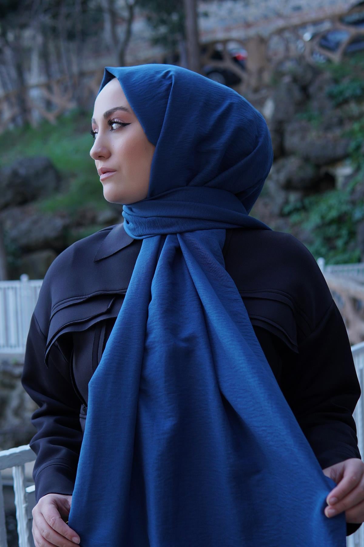 Sayra Shawl kadın petrol mavisi caz şal SYR001
