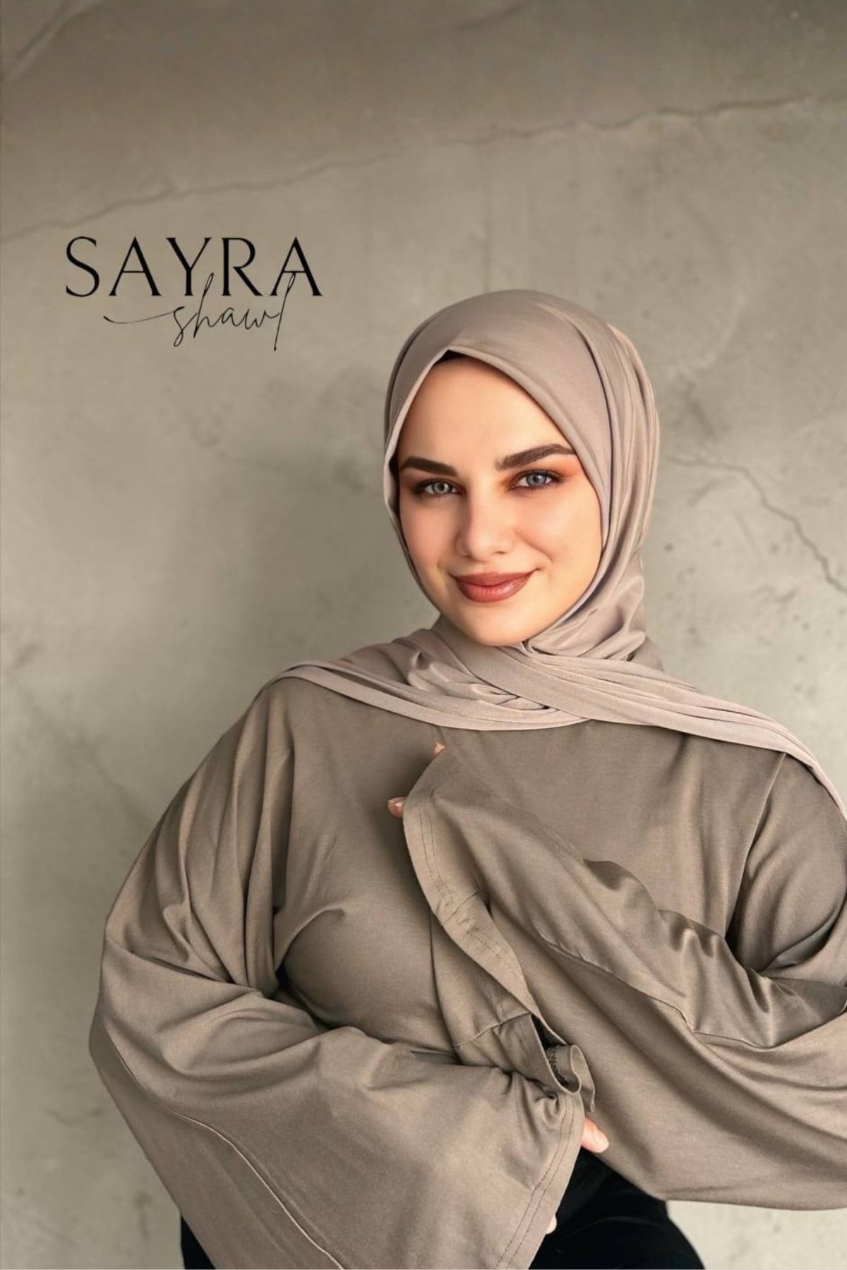 Sayra Shawl Kadın Vizon Çıtçıtlı Hazır Şal