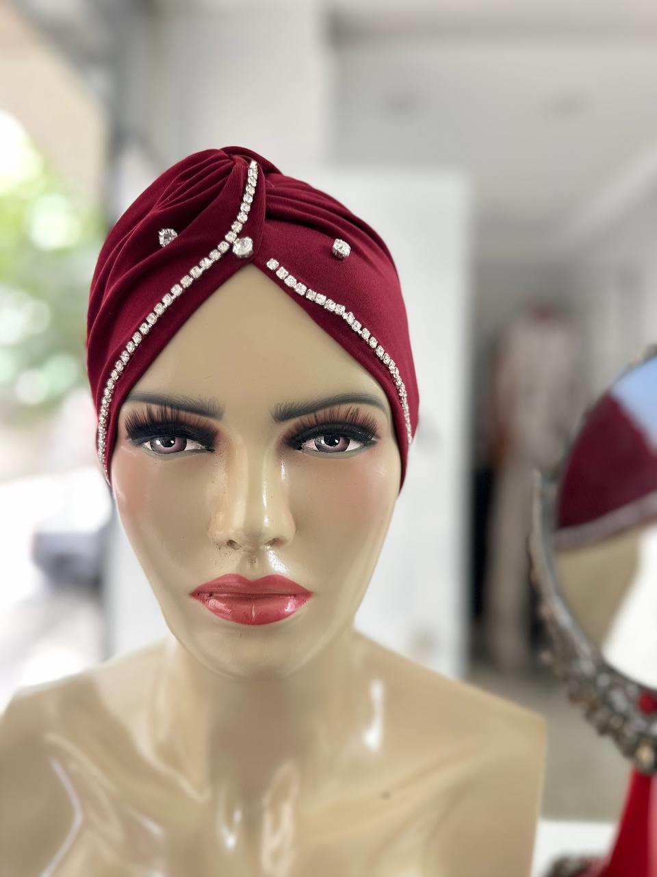 Sayra Shawl KadınTaşlı Bone Bordo