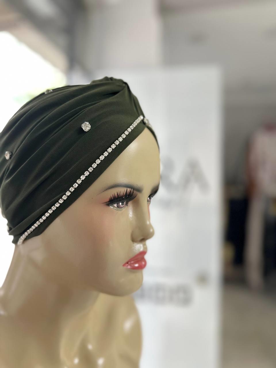 Sayra Shawl KadınTaşlı Bone Haki Yeşili