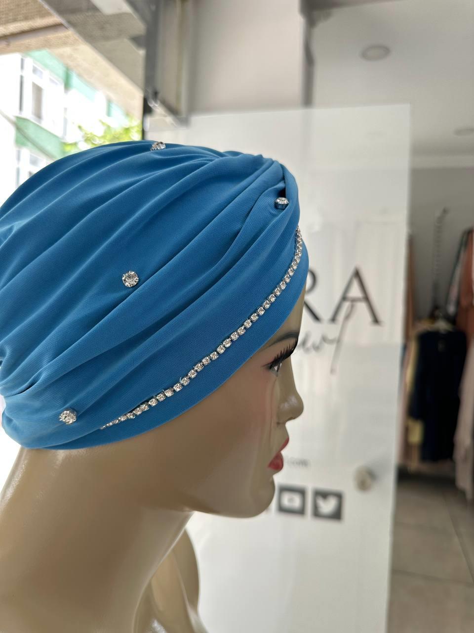 Sayra Shawl KadınTaşlı Bone Mavi