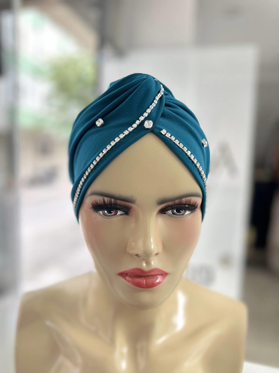 Sayra Shawl KadınTaşlı Bone Petrol