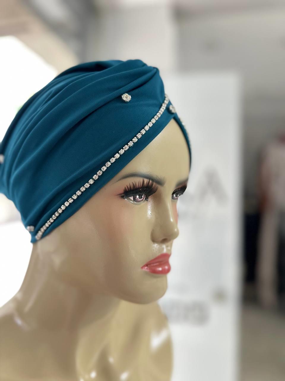 Sayra Shawl KadınTaşlı Bone Petrol