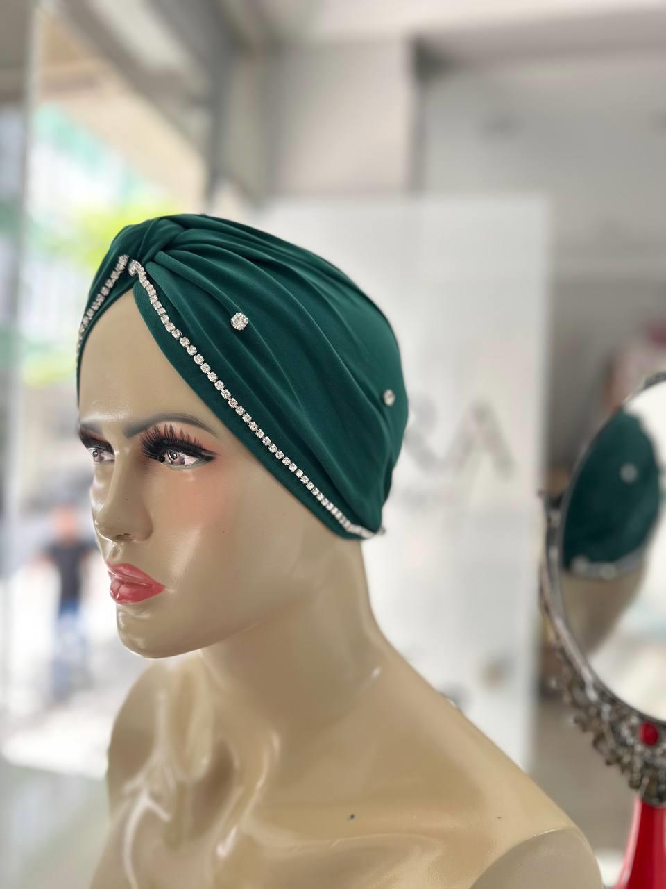 Sayra Shawl KadınTaşlı Bone Zümrüt Yeşili