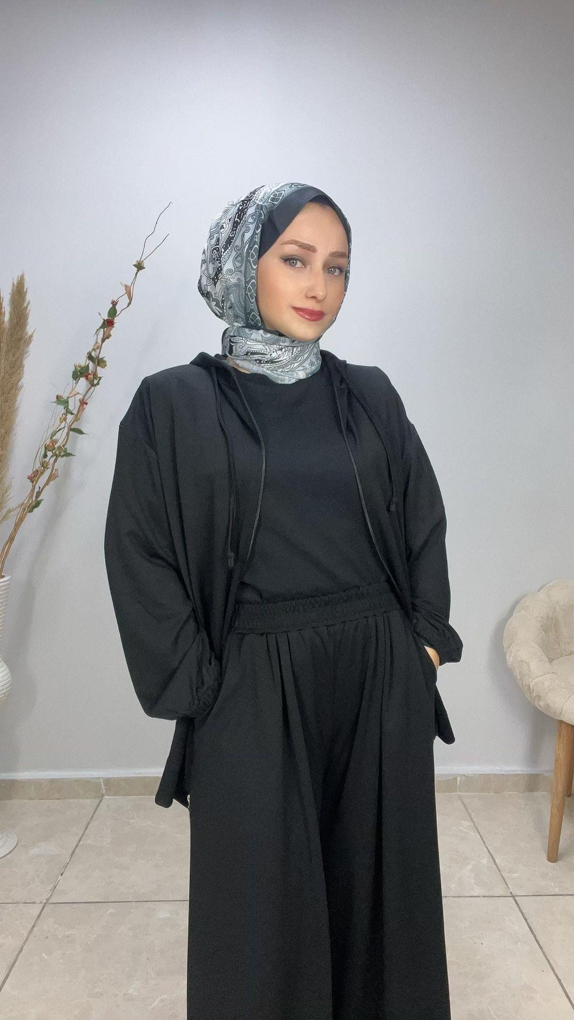 Sayra Shawl Zeynep Takım Siyah