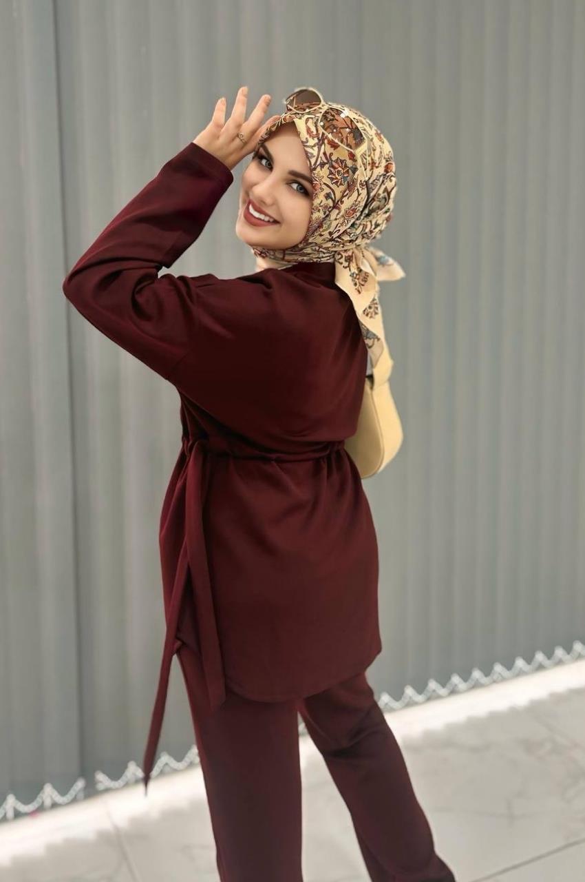 Şevval takım Bordo Oysho modal kumaş