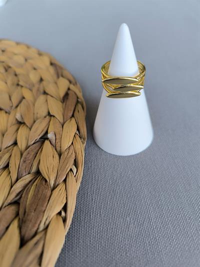 Üç Sıralı Pinteres Gold Yüzük Ayarlanabilir 